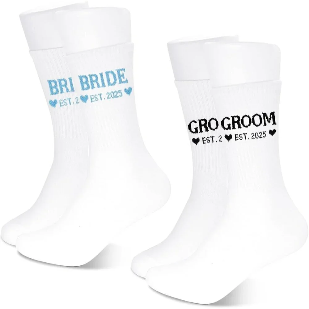 Cotton Bride and Groom Socks Wedding Engagement Gifts for Couples